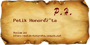 Petik Honoráta névjegykártya